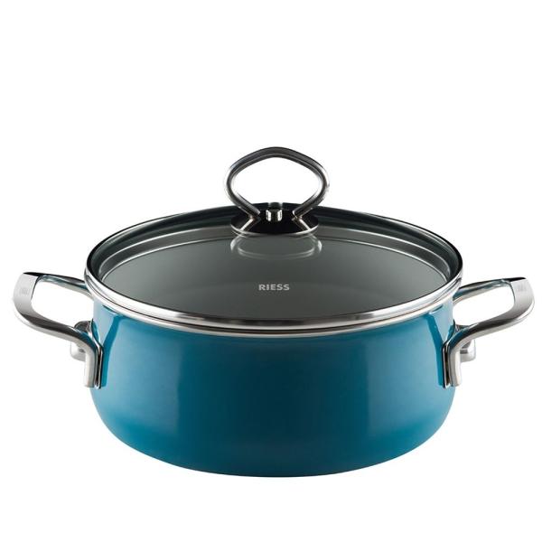 Riess Kasserolle mit Glasdeckel, Nouvelle Aquamarin Extra Stark
